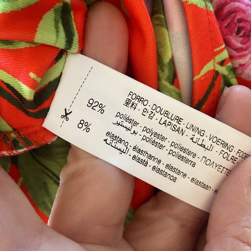 New Zara Orange Pink Roses Tropical Floral V- Neck Open back Bodysuit suit Small - Picture 6 of 7